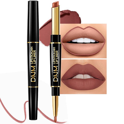 1Pcs Dark Brown Lip Liner and Lipstick Set Kit for Women Matte Lips Kit with Lip Liner Lip Stains Long Lasting