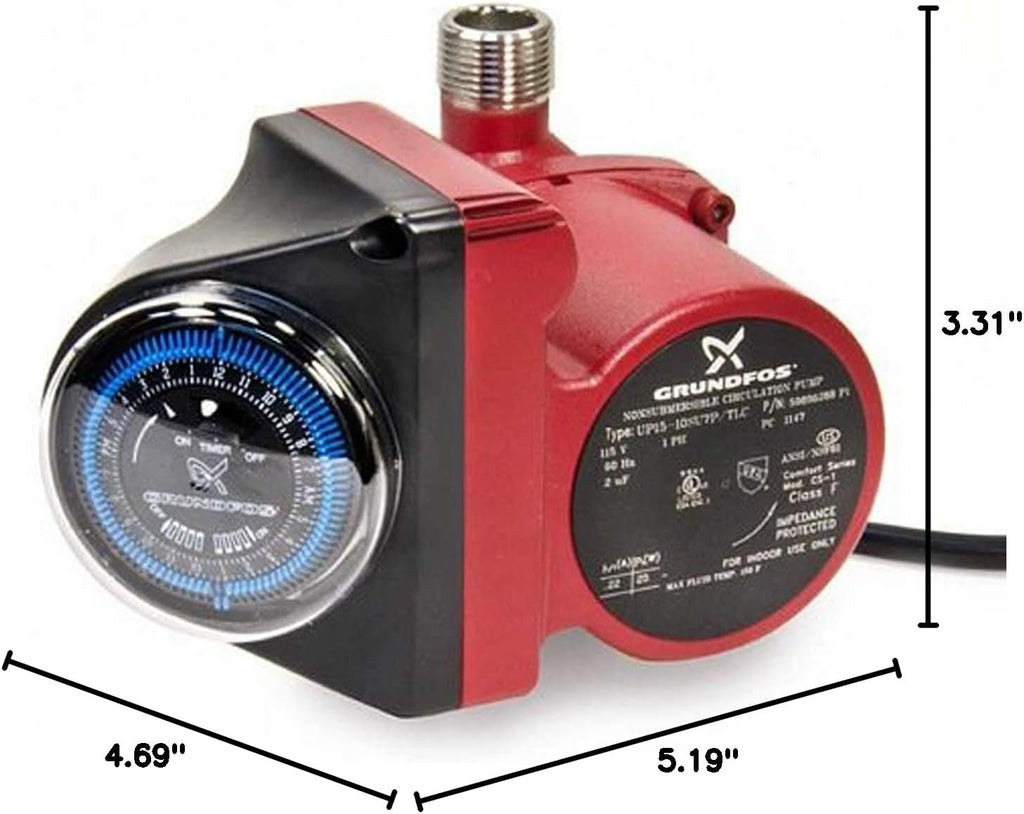 Grundfos 595916 1/25 Horsepower Comfort Series Recirculator Pump, Model: 595916, Outdoor & Hardware Store