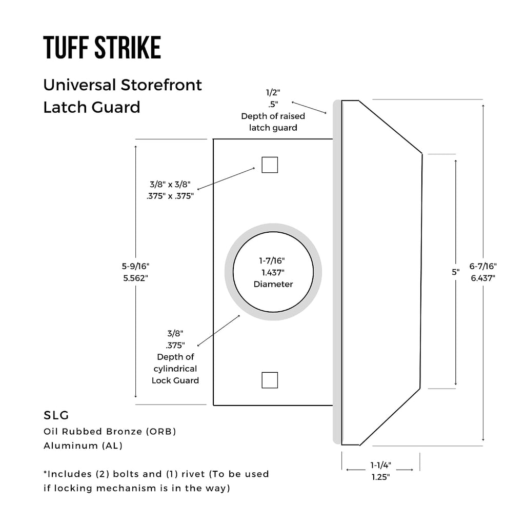 Steel Latch Guard Plate for Out-Swinging Doors | Commercial Door Security | Universal Latch Guard | TUFF STRIKE |