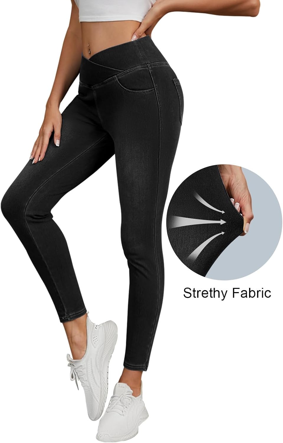 Stretchy Jeans for Women Trendy Butt Lifting Jeggings with Pockets