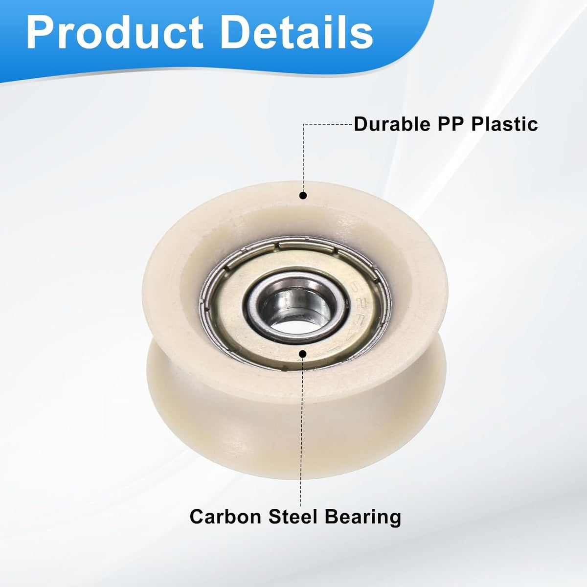 uxcell 4Pcs U Groove Plastic Guide Bearing Pulley Wheel, 6x28x11mm, Beige