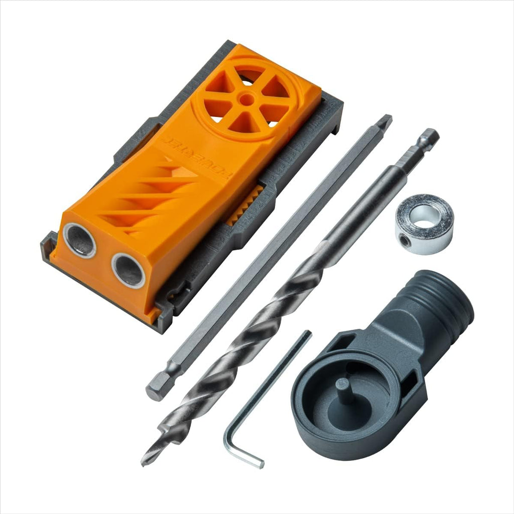 Pocket Hole Jig Kit, Pocket Screw Jig, Woodworking Jigs with Adjustable Depth Drill Guides, 3/8" Drill Bit, Stop