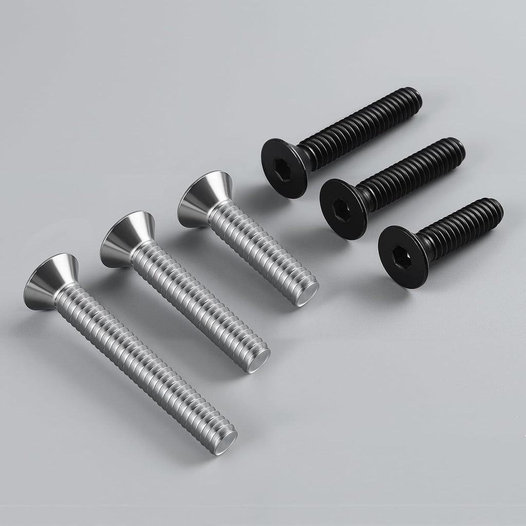 #8-32 Screws, 100Pcs #8-32 x 3/8 Inch Flat Head Socket Cap Machine Screws, 304 Stainless Steel 18-8 Countersunk Bolts, Full Thread (with Hex Spanner)