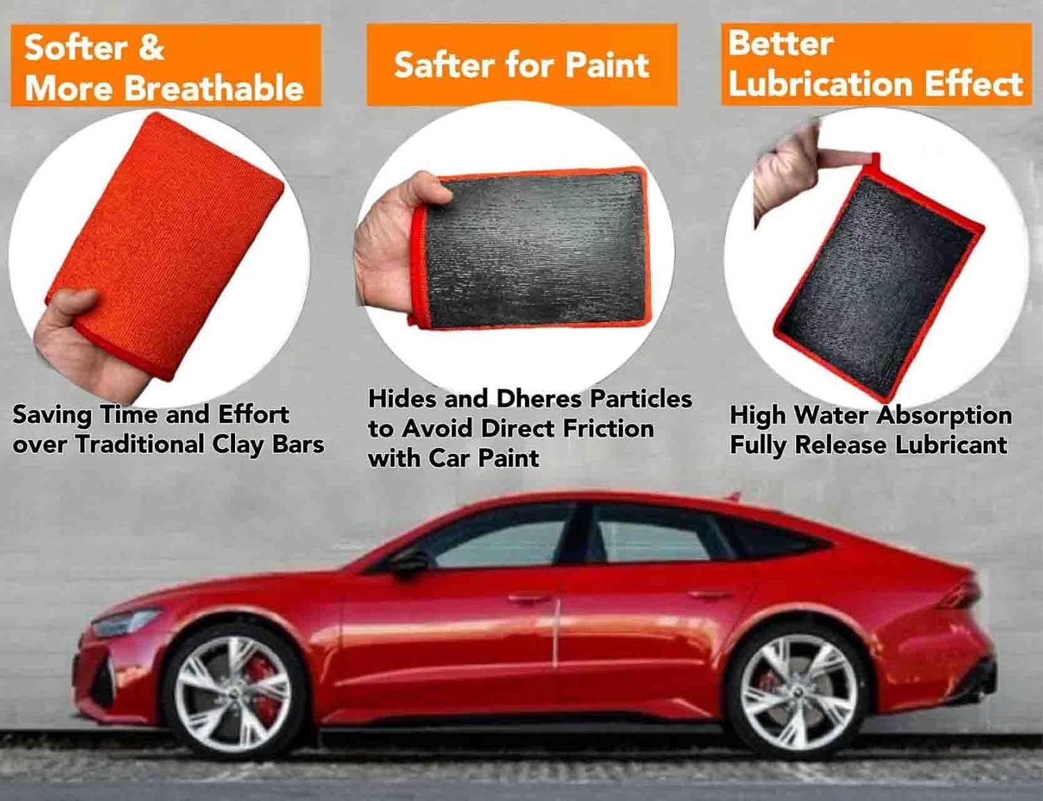 1 Pcs Clay Mitt for Car Detailing - Fine Grade Clay Bar Mitts,Synthetic Clays Mit to Remove Paint Overspray, Water