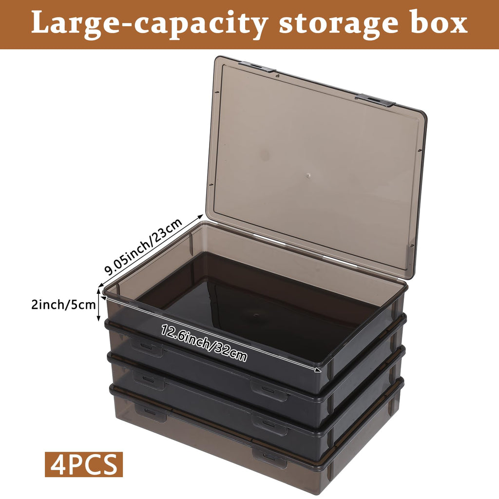 4 Pcs Board Game Storage Stackable Organizer Box with Snap Latch Lid Plastic Container Case for Board Games Puzzles