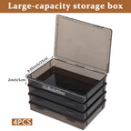 4 Pcs Board Game Storage Stackable Organizer Box with Snap Latch Lid Plastic Container Case for Board Games Puzzles
