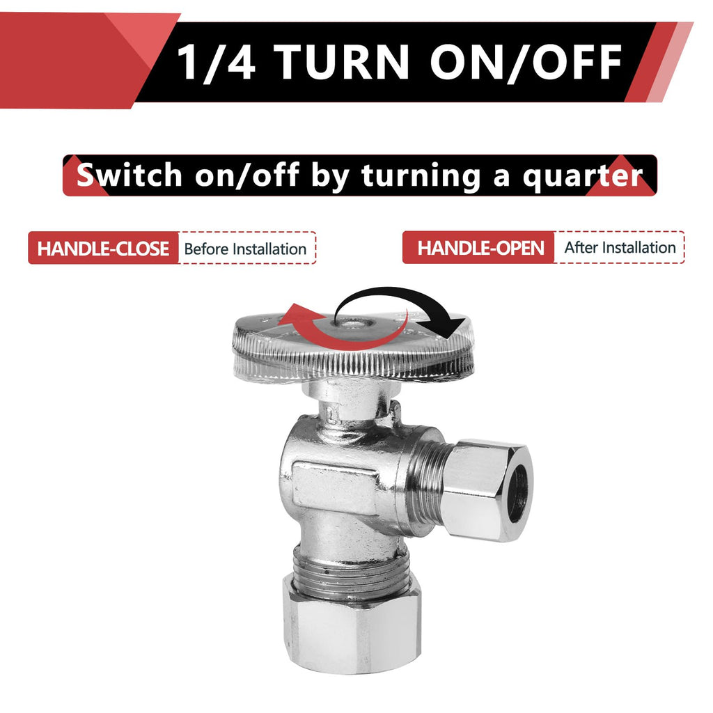 20Pcs EFIELD Angle Stop Valve 1/2"Nominal(5/8"OD)Comp x 3/8"OD(VALVE119-20)