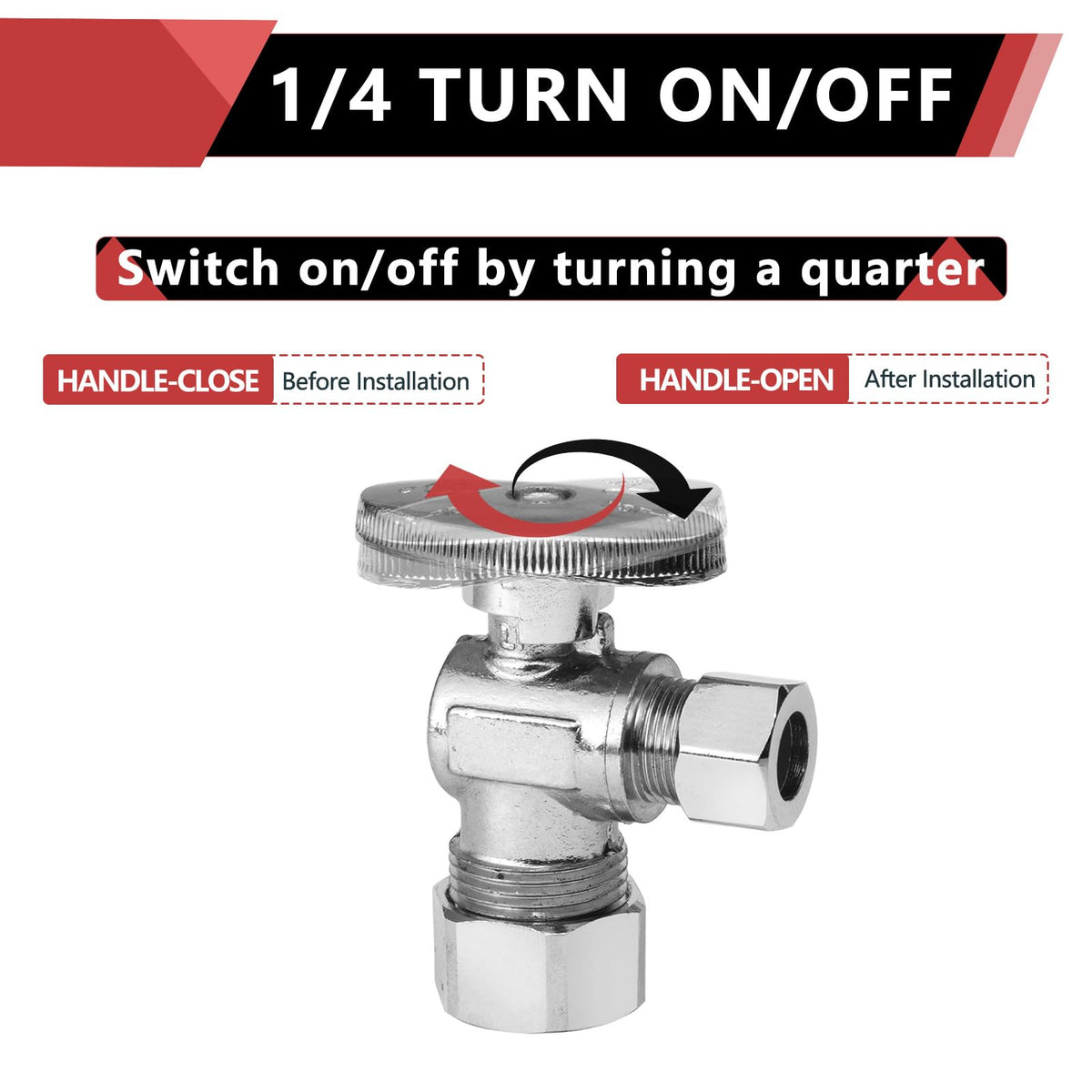 20Pcs EFIELD Angle Stop Valve 1/2"Nominal(5/8"OD)Comp x 3/8"OD(VALVE119-20)