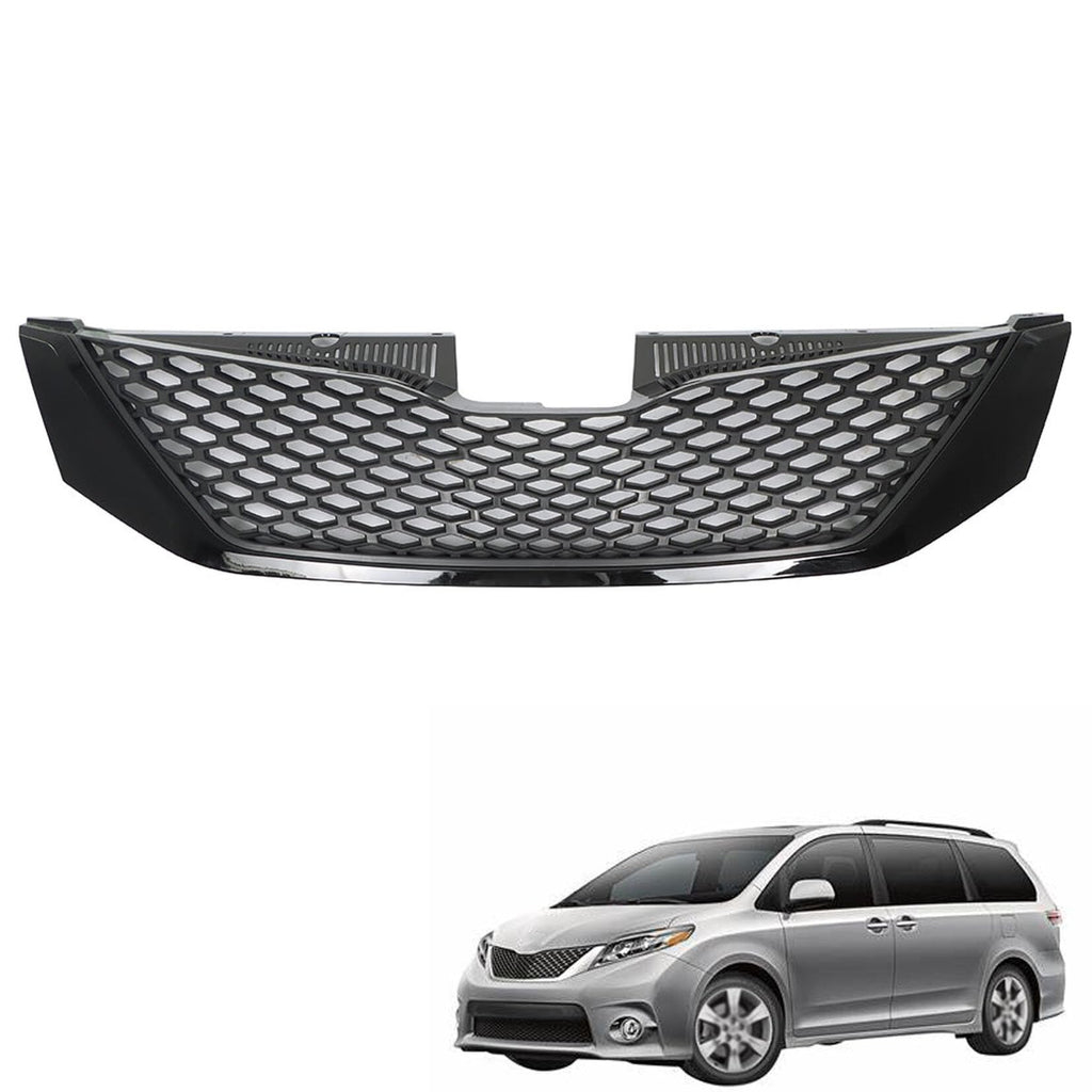 SEBLAFF Front Upper Grille Honeycomb Black Replacement for Sienna