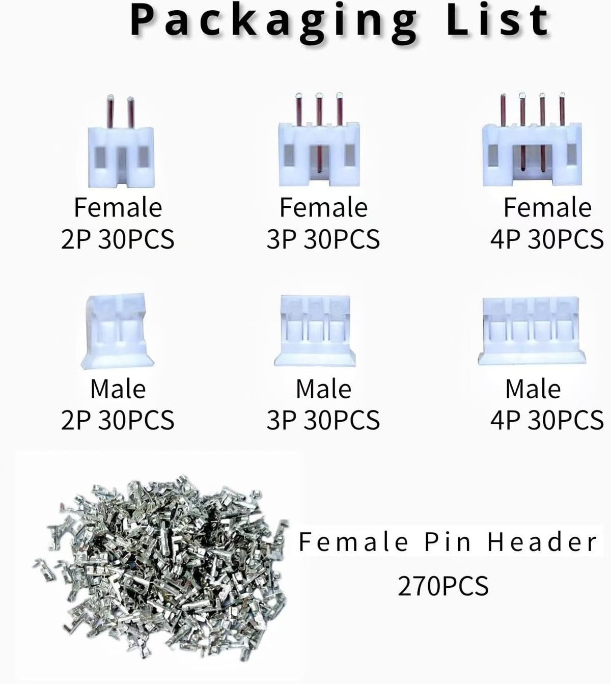 JST PH 2.0mm Connector Assortment Kit, 2.0mm Pitch Male and Female Housing Adapter Plug Terminal (PH2.0 450pcs)