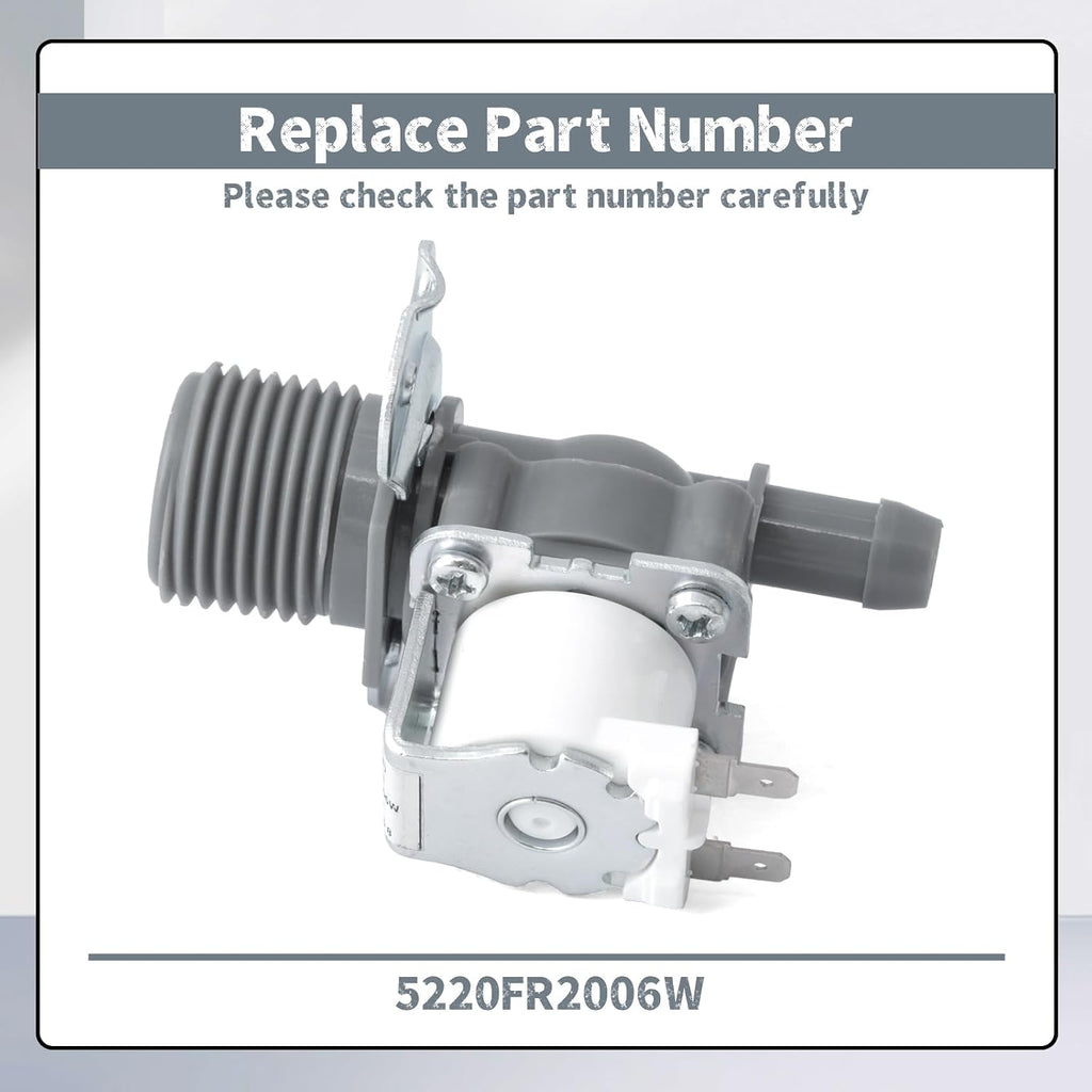 5220FR2006W Washer Water Inlet Valve Compatible with LG Washer Dryer F3K7CYK2S ASTESEU F3K7CYK2W ABWESEU F3L2CNV4W ABWEVUS, Washing Machine Replacement Parts