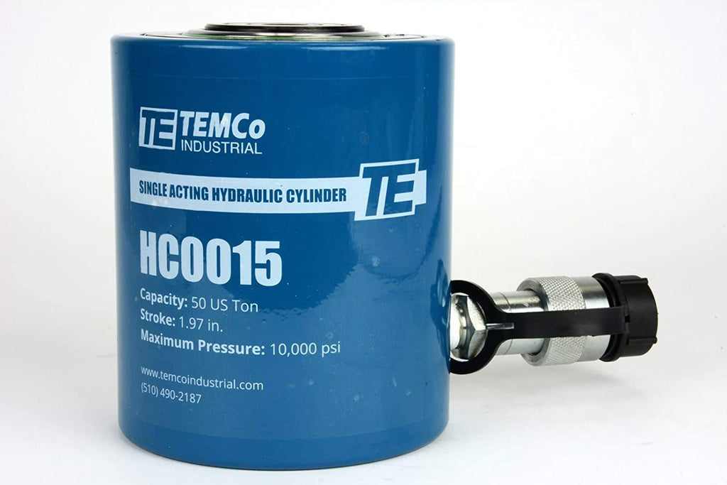 TEMCo 50 Ton Hydraulic Cylinder 2" Stroke Single Acting 10,000 PSI – Machinery, Foundation Support & Construction