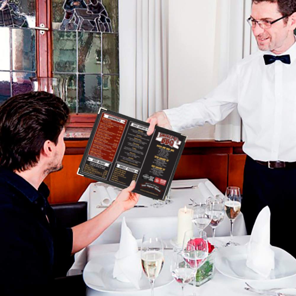 25 Menu Covers 8.5 x 11 Inch Menu Holder Double Stitched Menu Covers Single Page Menu Cover Two Clear Viewing