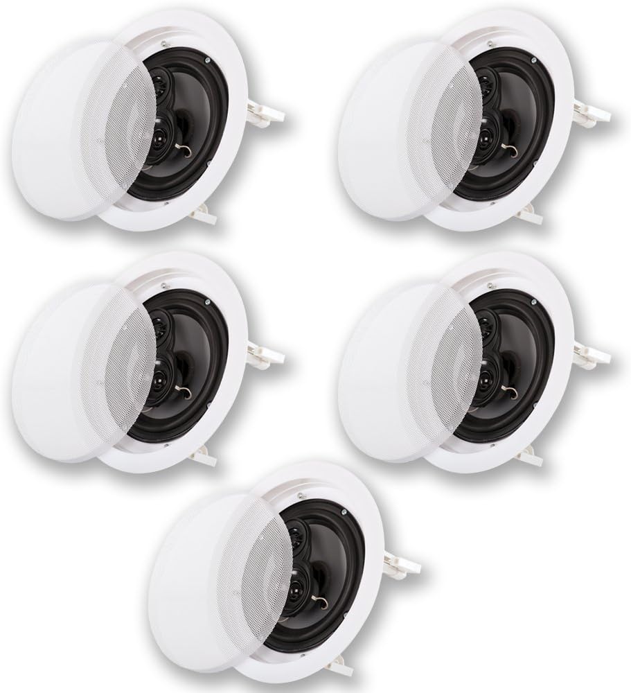 CS-IC83 8” 3-Way In Ceiling Home Theater Speaker System (White, 5 Speakers)
