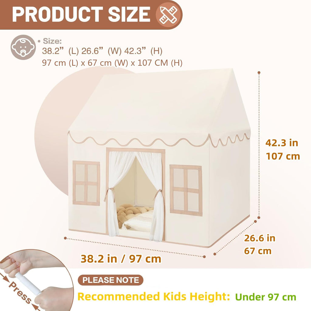 Kids Play Tent Indoor: with Mat, Tassel Garland - Girl Tent Indoor Playhouse for Kids Toys for Boy Girl Birthday Gift
