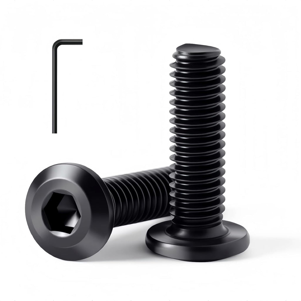1/4-20 x 1-1/2" (20 Pack) Flat Head Hex Socket Cap Screws Bolts, Black Oxide 304 Stainless Steel 18-8, Hex Drive, Fully Machine Thread Furniture Bolts, with Hex Spanner