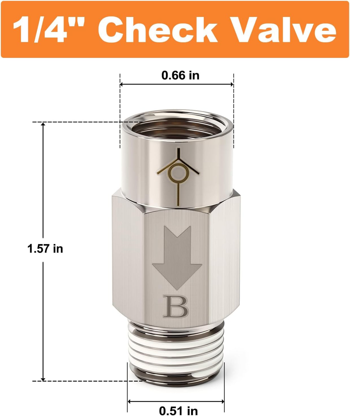 GASHER 2Pcs One-Way Non-return Check Valve 1/4" Male x 1/4" Female Thread, Prevent Water Back-flow