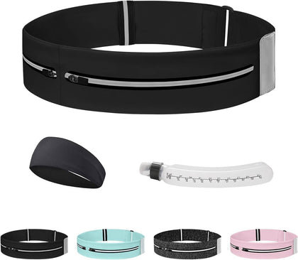 Running Belt for Women and Men, Adjustable Fanny Packs No Bounce Phone Holder for Running with Water Bottle &