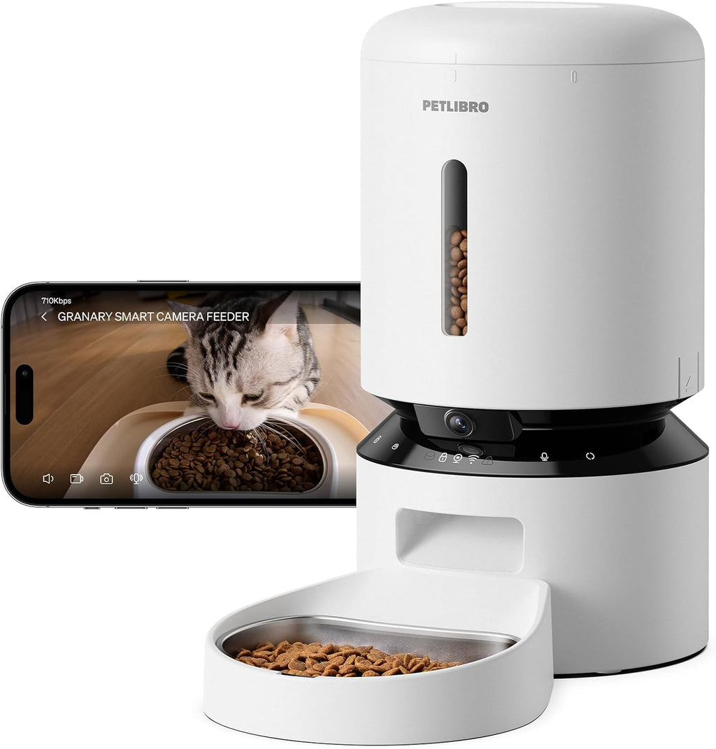Automatic Cat Feeder with Camera, 1080P HD Video & Night Vision