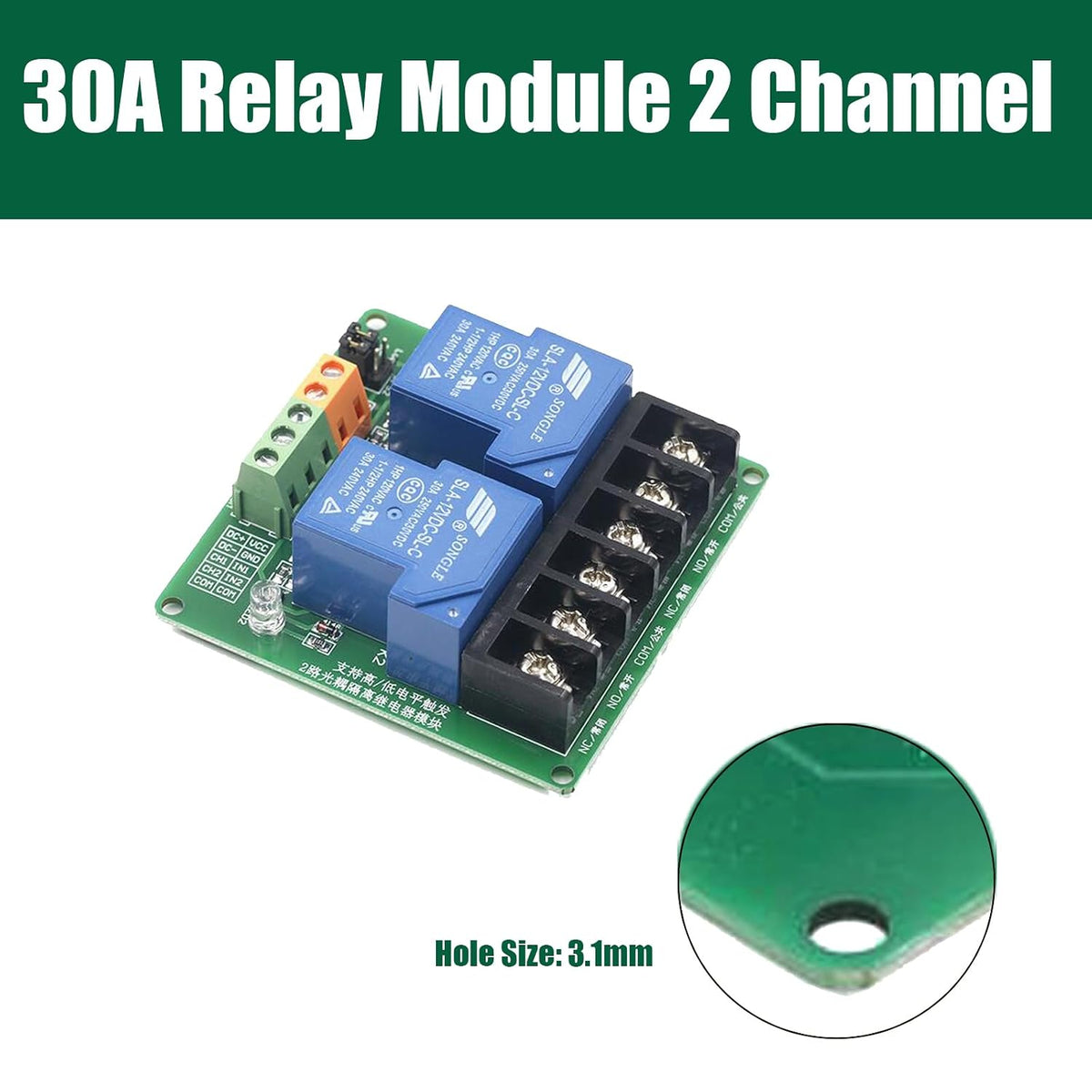 DIANN 2pcs 5V 30A 2-Channel Relay Module High Low Level Trigger with Optocoupler Isolation Load for PLC Automation Equipment Control Industrial Control