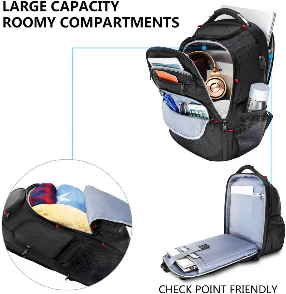 TSA Friendly Travel Laptop Backpack 17.3 inch XL Computer Backpack Water-Repellent College Daypack Business Backpack