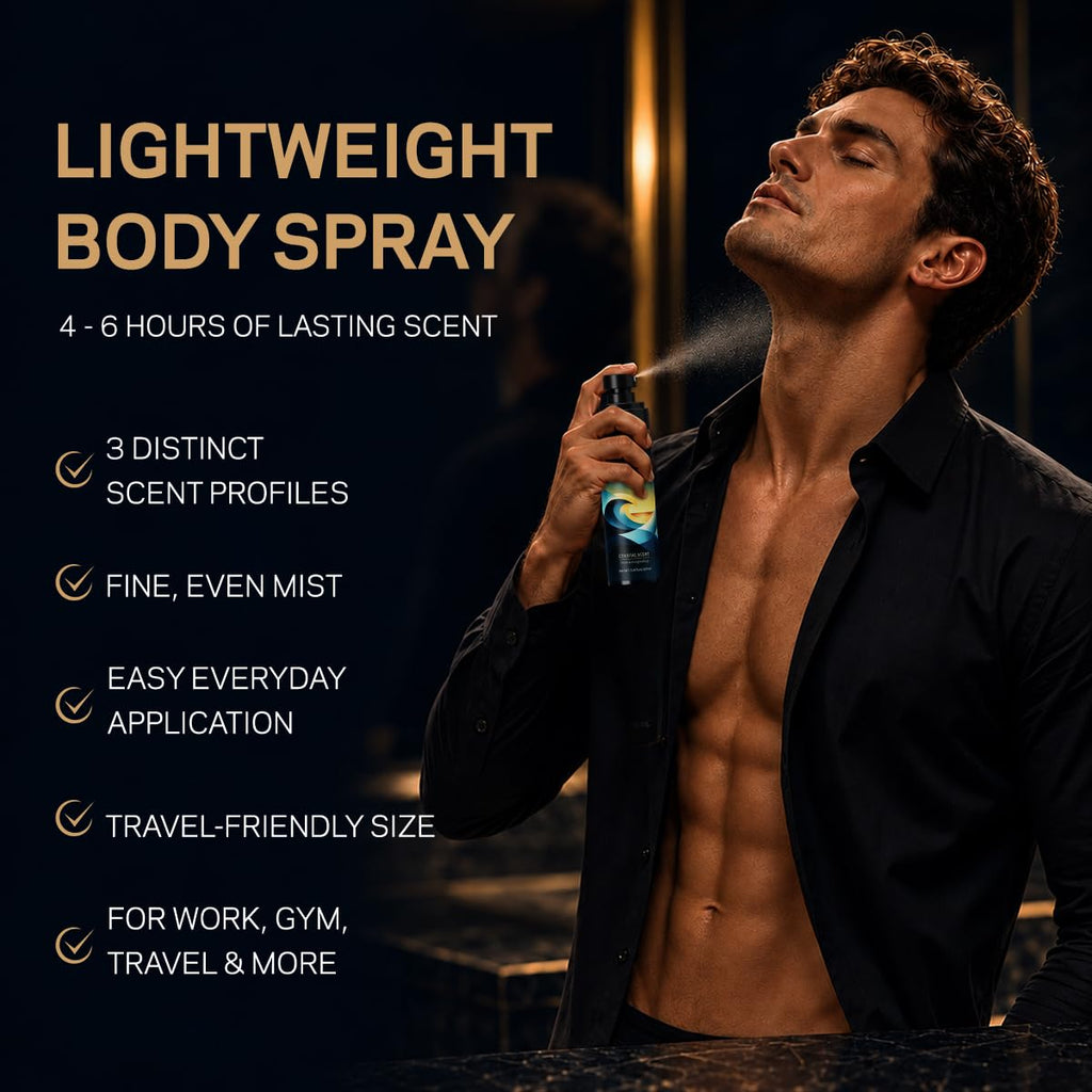Men's Body Spray Set, 3 Pack Men's Cologne Spray, Alcohol-Free, 100 ml Each