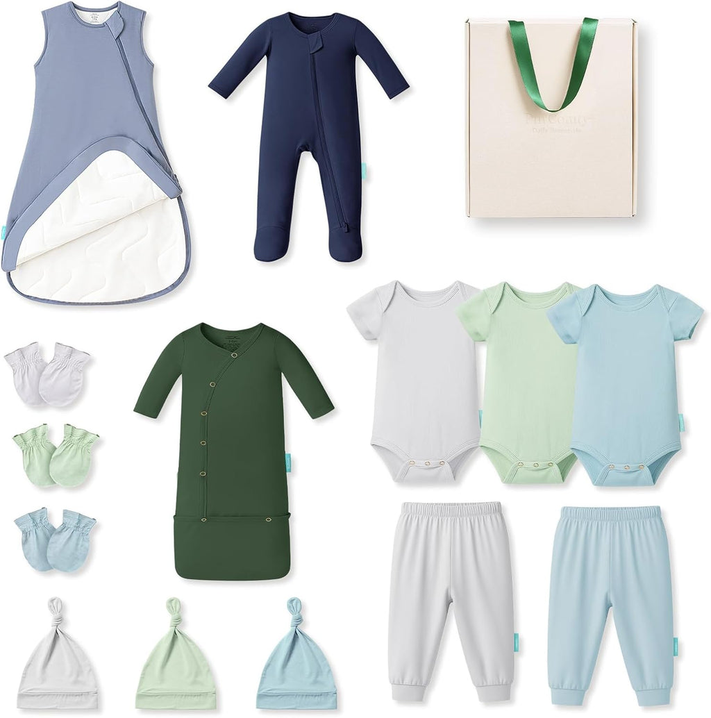 Bamboo Newborn Clothes Gift Set: 14-Piece Layette with Sleep Sack, Baby Essentials — Bamboo Lover Set