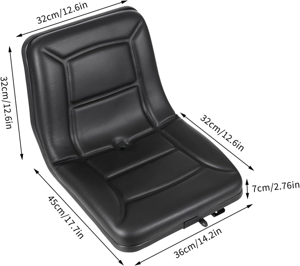 Universal Tractor Seat & Lawn Mower Seat with Adjustable Slide Rails, High-Back PU Replacement Seat with 2.76" Thick