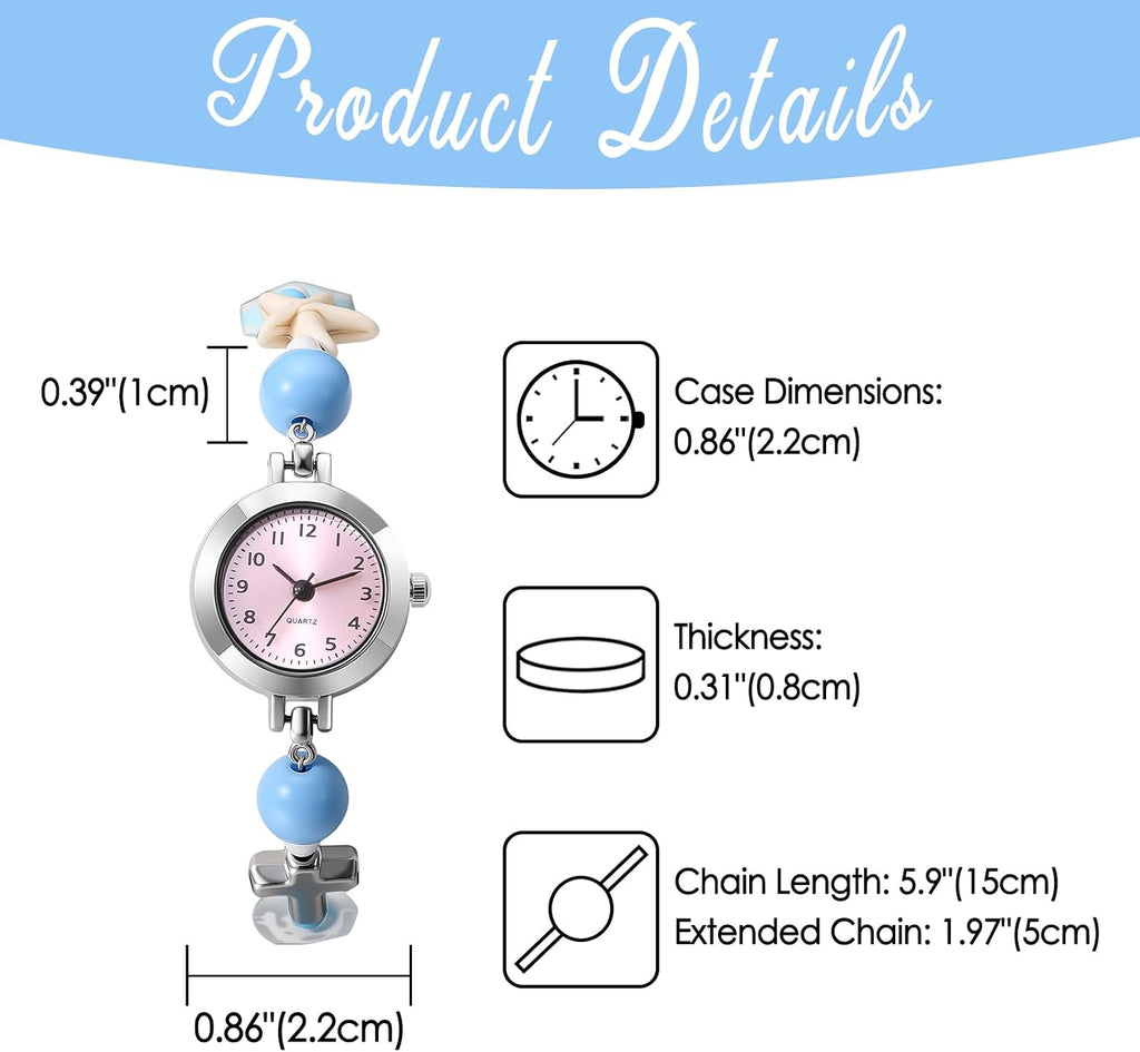 Women's Boho Bracelet Watch - Shell Starfish Cross Beaded Band Wristwatch - Preppy Ocean Style Bohemia Beach Chain