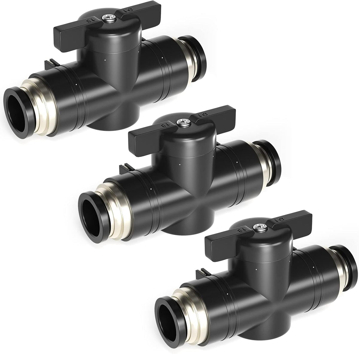 TAILONZ 6mm OD Push-to-Connect Fitting Ball Control Valve BVU-6 3Pcs