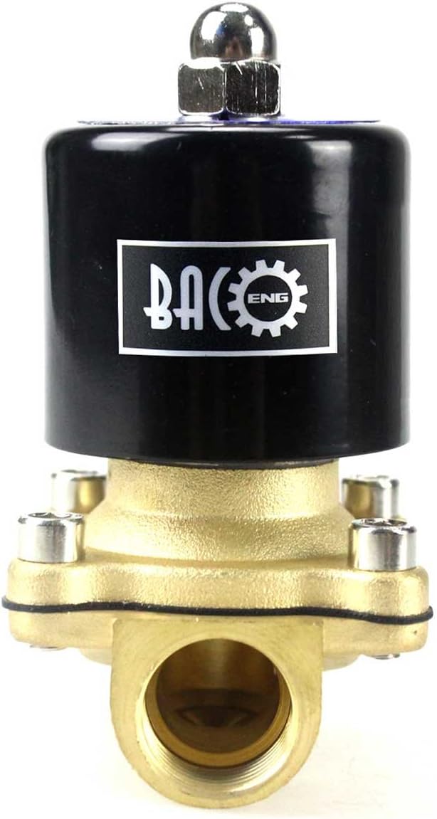 BACOENG Brass Electric Solenoid Valve 1/2" AC110V (NPT, Normally Closed)
