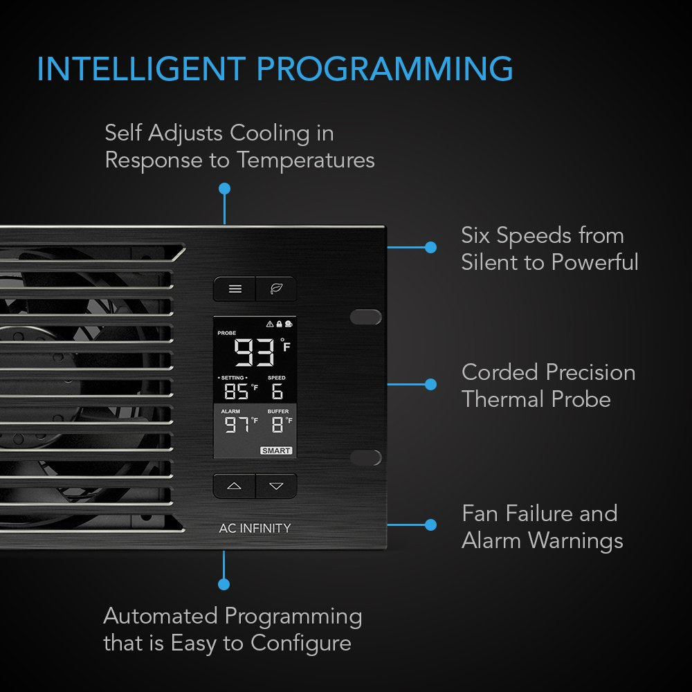 AC Infinity CLOUDPLATE T9-N, Rack Mount Fan Panel 3U, Intake Airflow