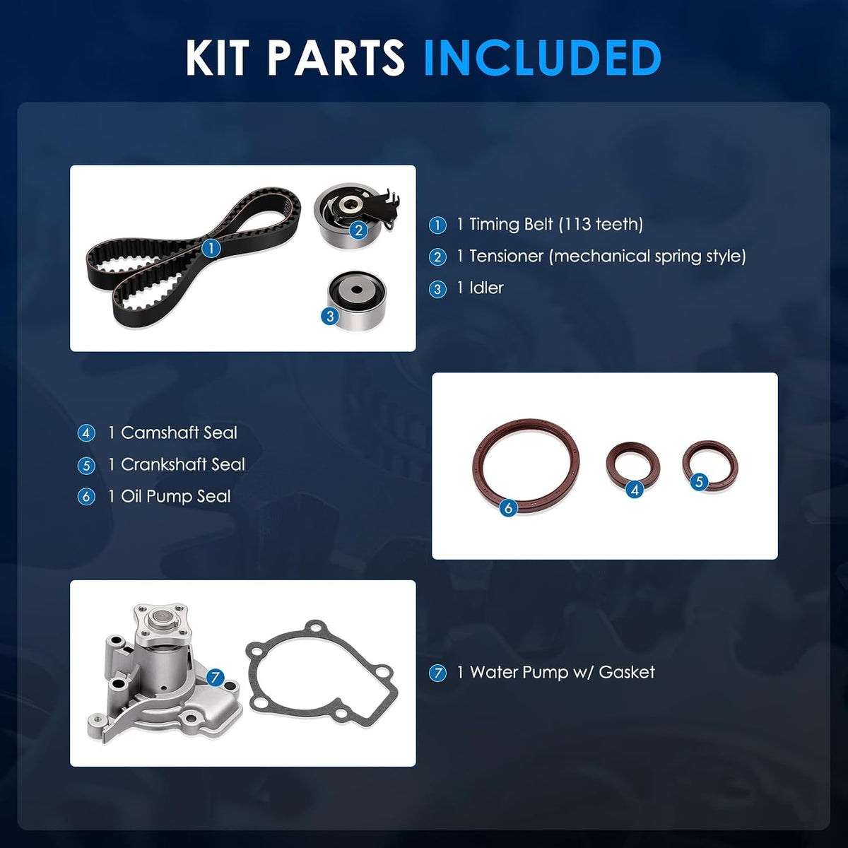 ECCPP Engine Timing Belt Kit with Water Pump Compatible with Hyundai