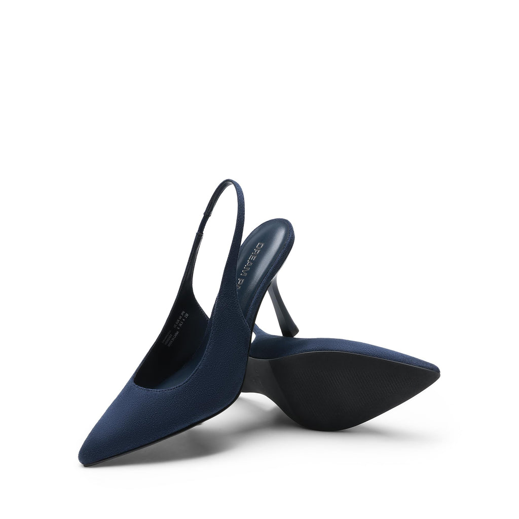 Women's Slingback High Heels Pumps Shoes,Navy-Suede,10
