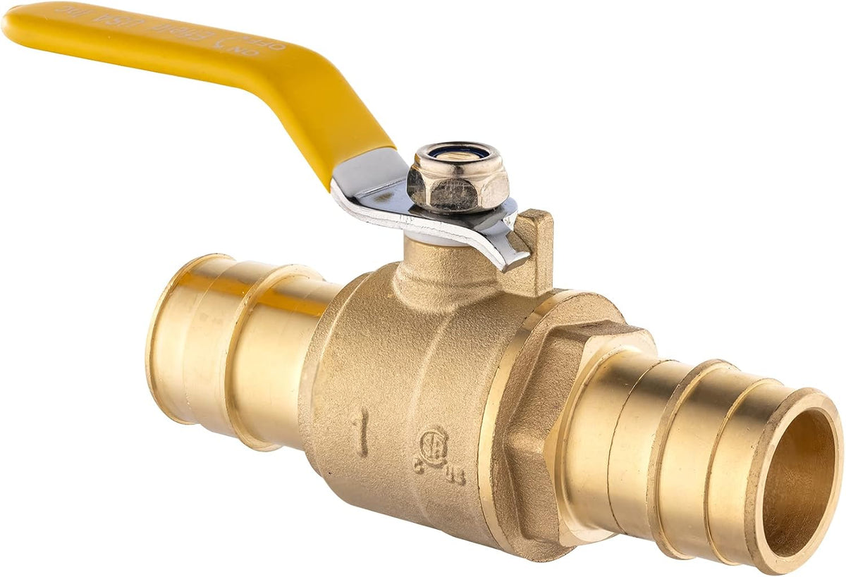 5Pcs EFIELD PEX Expansion 1" Brass Ball Valve,Yellow Handle(VALVE155-5)