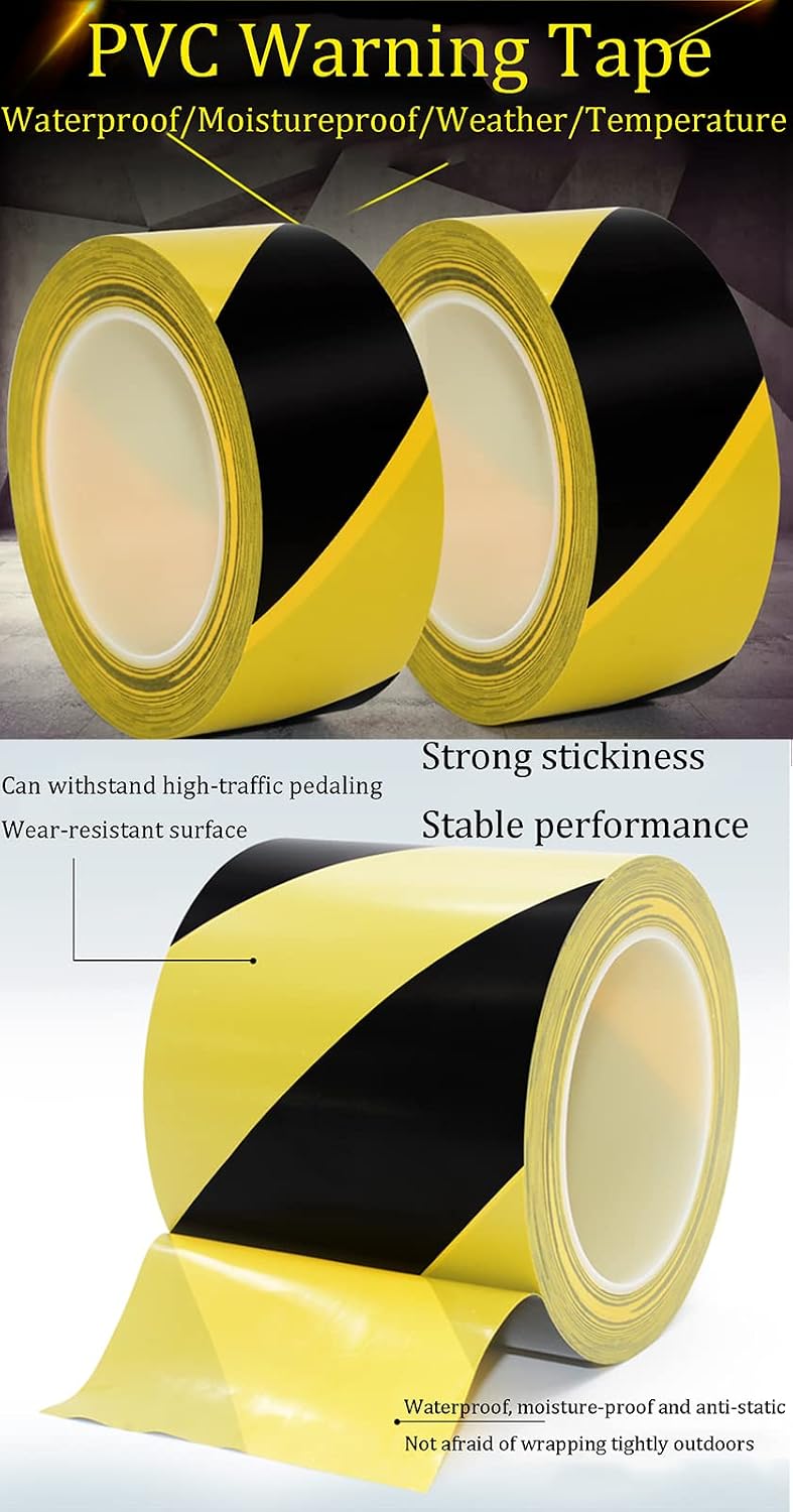48Mm X 33M Hazard Warning Tape,Safety Tapes,Floor Tape I Caution Tape I Ideal for Social Distancing Floor Tape and Floor
