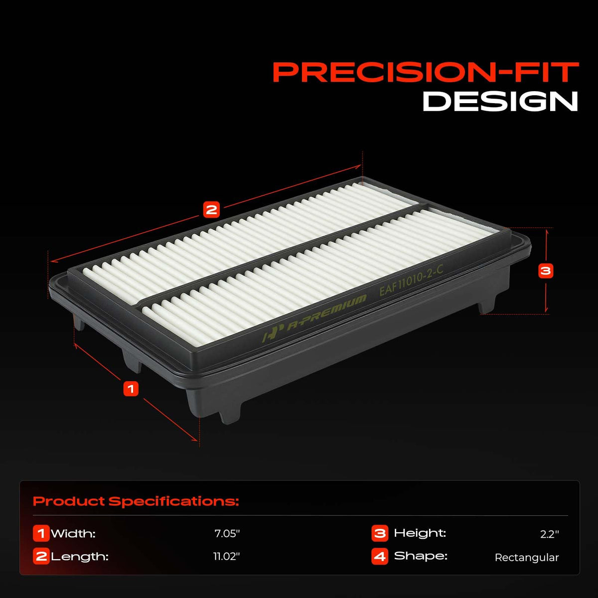 A-Premium 2-PC Engine Air Filter Compatible with Acura