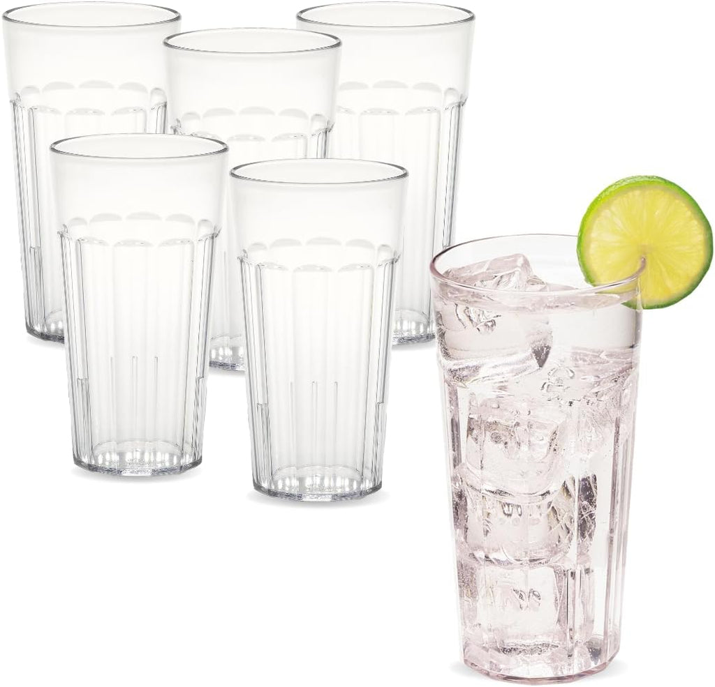 16 Ounce (oz) Newport Restaurant Grade Beverage Tumblers (6 Pack) - Drinking Glasses, Stackable, BPA-Free
