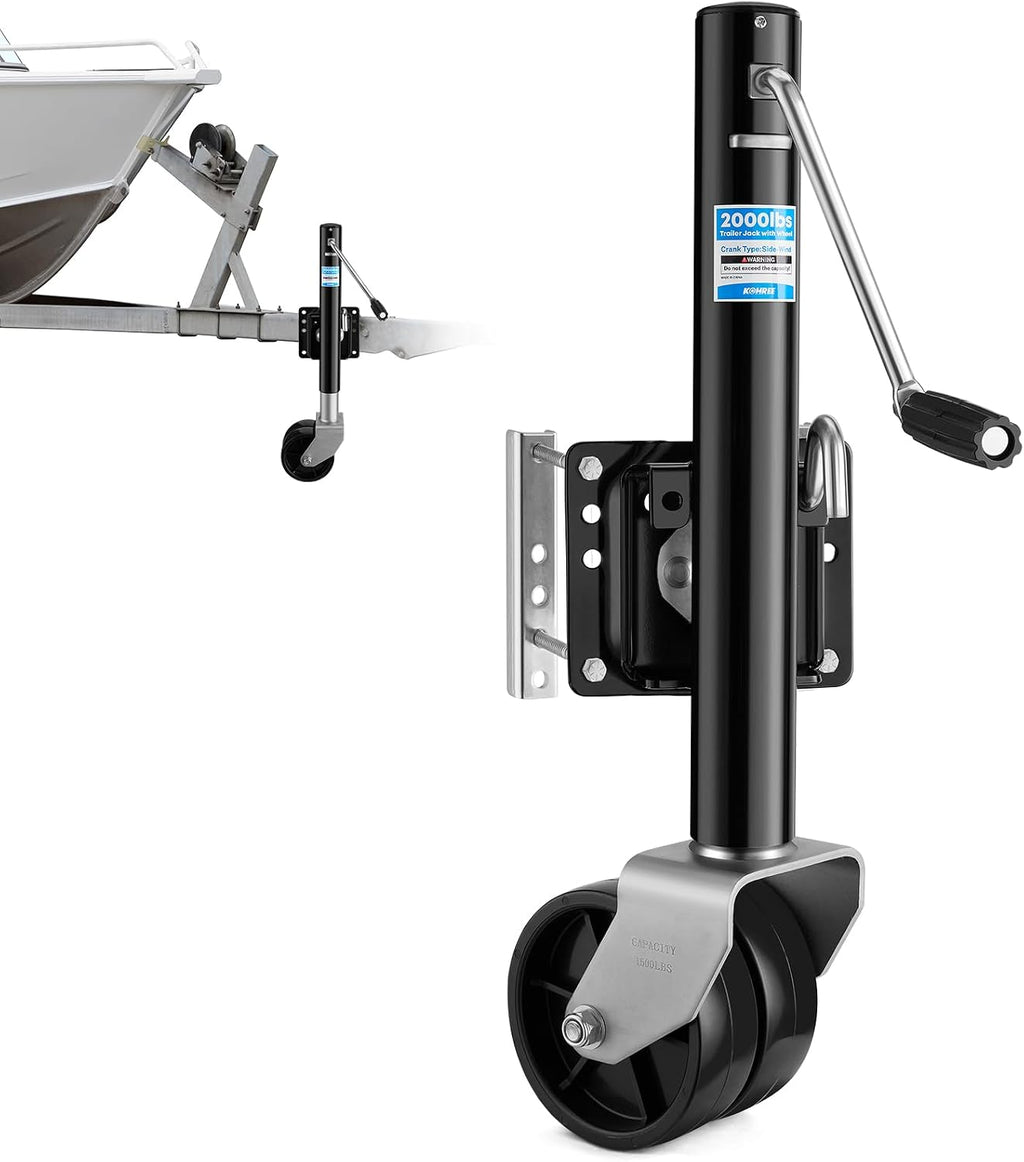 2000 lbs Trailer Jack with Dual Wheel, Heavy Duty, 90° Swivel
