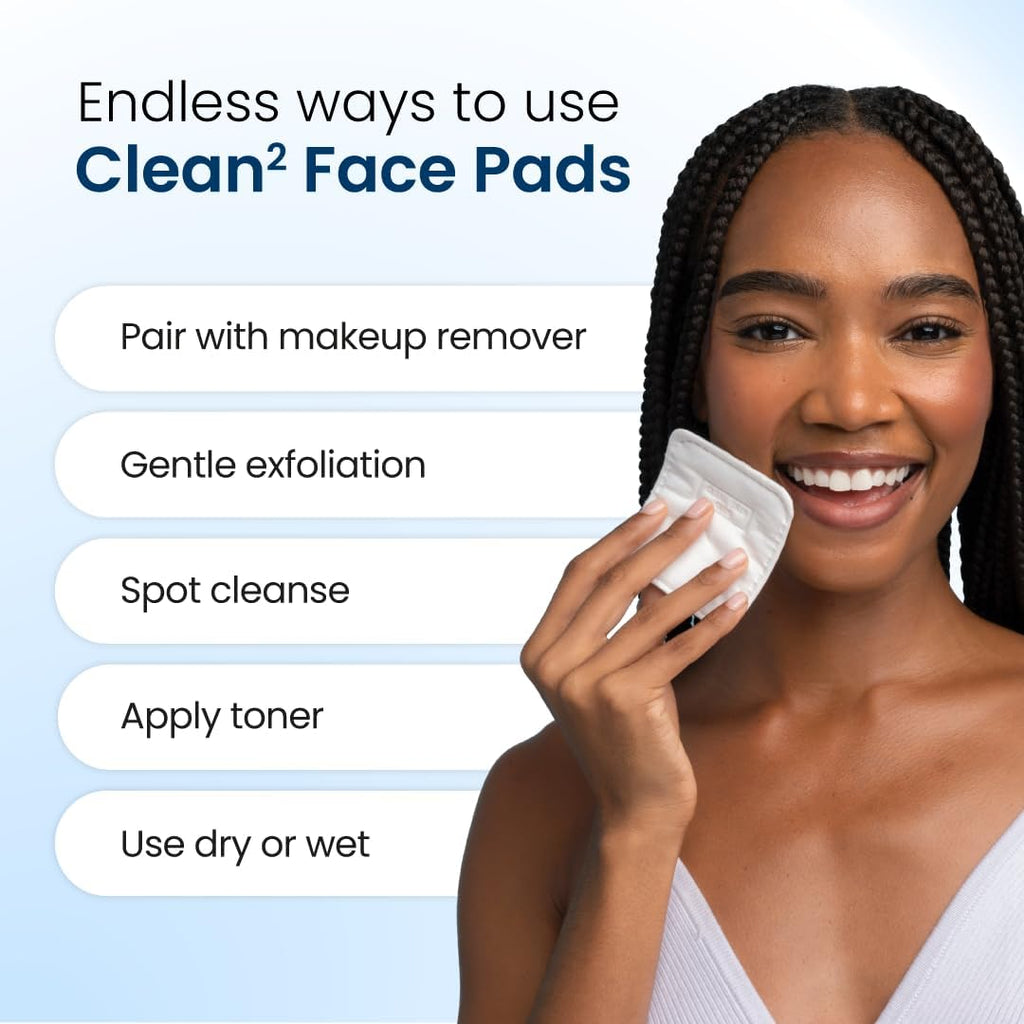Clean² Pads 2.0 [NEW & Improved Edges] Guaranteed Not to Shed & Tear Face Pads, Unique Triple Layers, Textured &