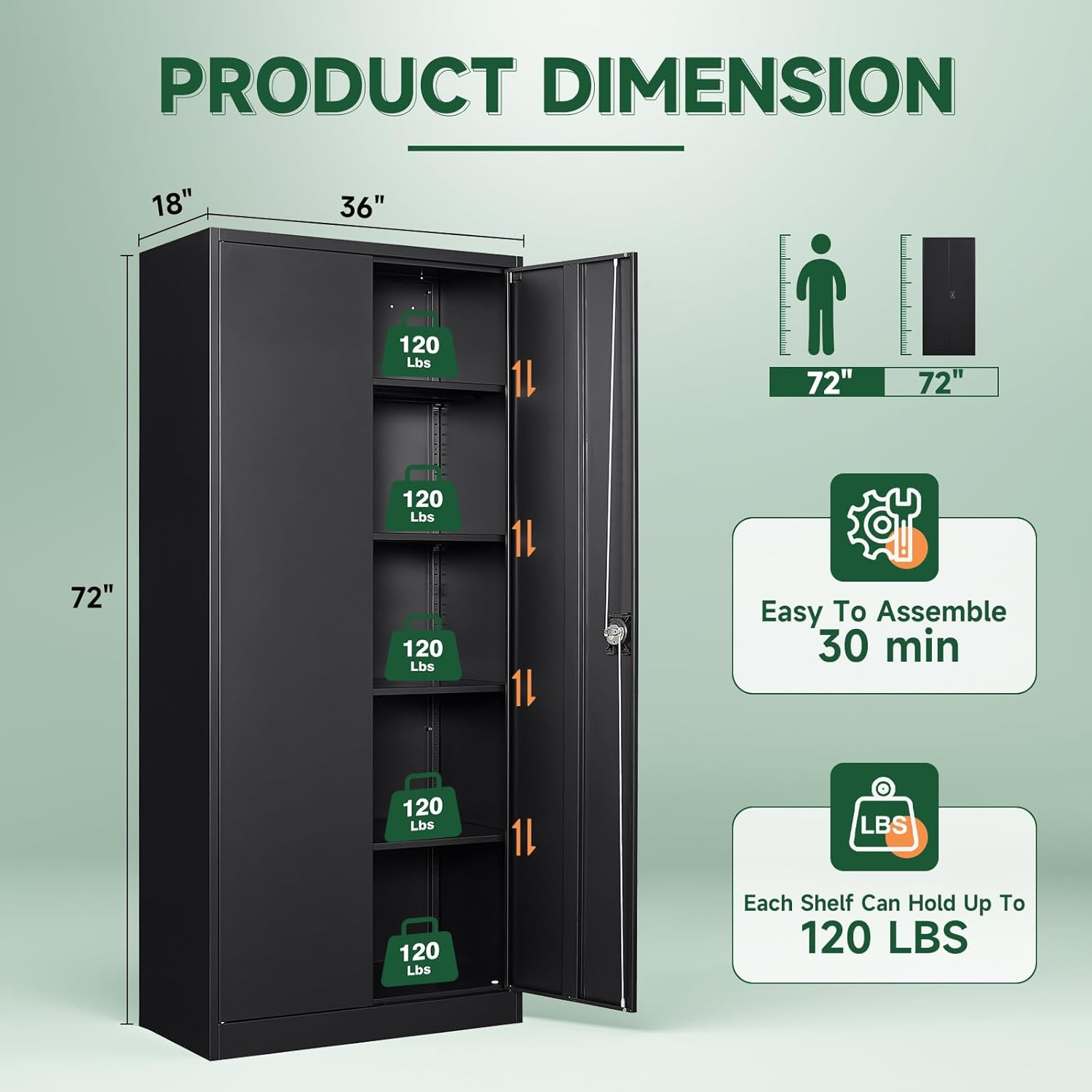 Metal Garage Storage Cabinets with Lock Door and Adjustable Shelves, Steel Tool Cabinets for Home,Office,Warehouse