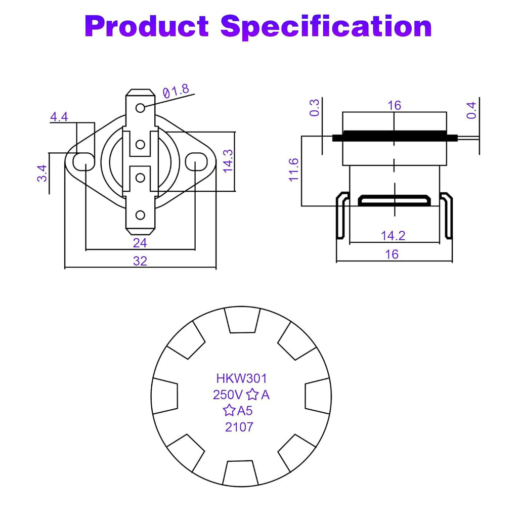 2 Piece 47-22861-01 Furnace Limit Switch Replacement Compatible with Rheem