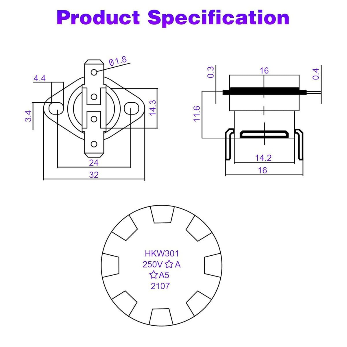 2 Piece 47-22861-01 Furnace Limit Switch Replacement Compatible with Rheem
