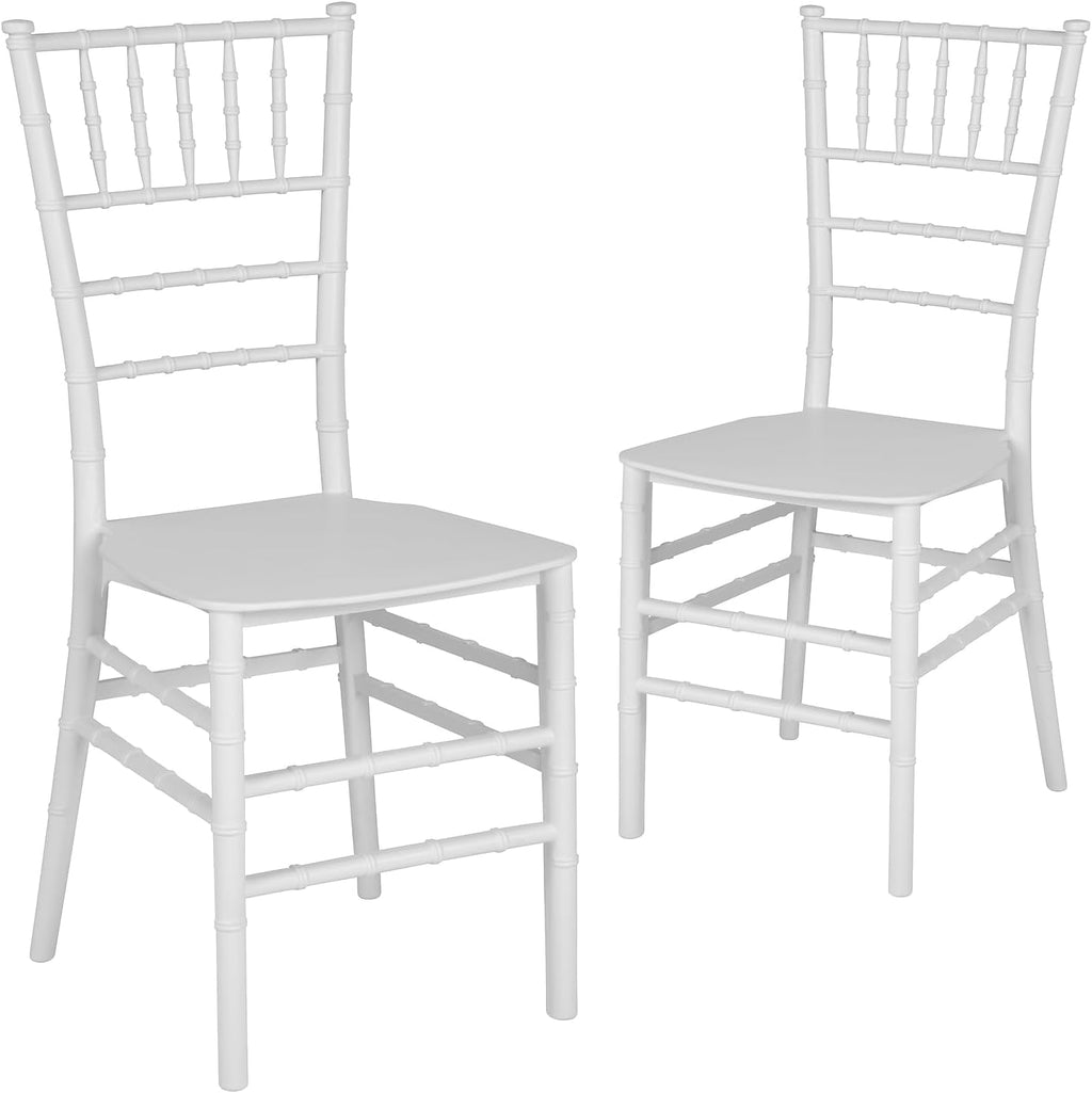 2 Pack HERCULES PREMIUM Series White Resin Stacking Chiavari Chair