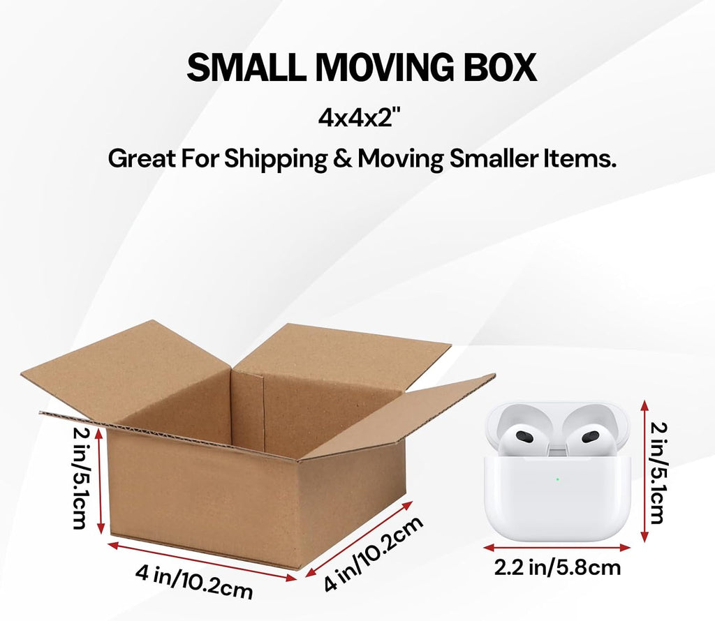 100 Pack 4x4x2 Shipping Boxes Brown, Small Corrugated Cardboard Box for Mailing, Packaging Small Business, Kraft