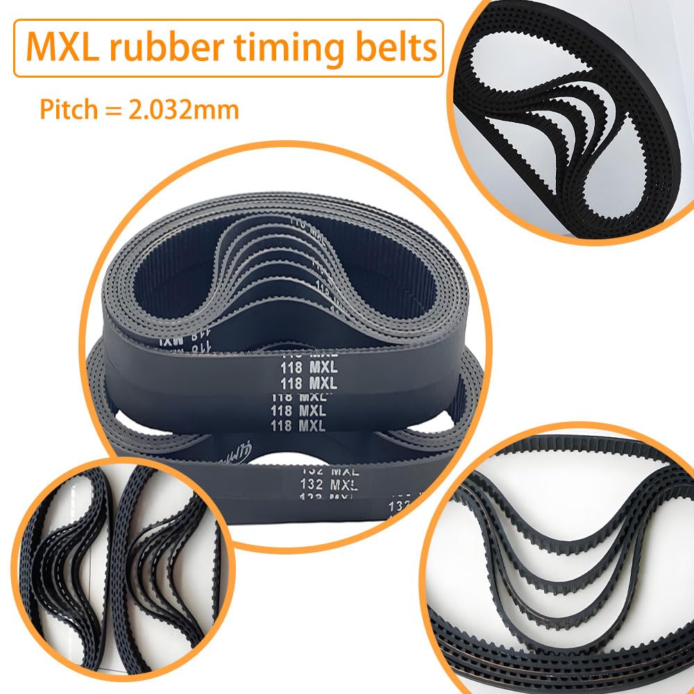 5-Pack MXL Timing Belt, 20mm Width B66MXL, Rubber Synchronous Drive Belt for 3D Printers, Robotics, Medical Equipment & CNC Machinery