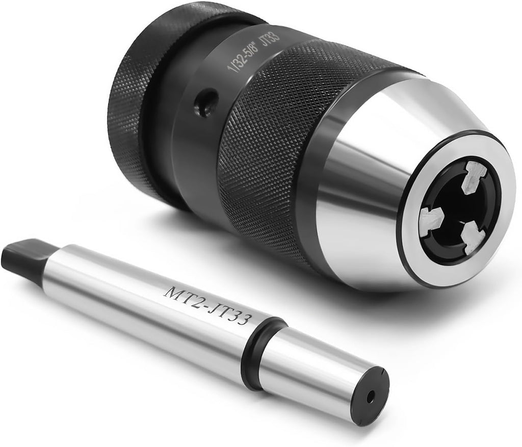 Nakkaa 1/32"- 5/8" MT2 Shank Heavy Duty JT33 Keyless Drill Chuck