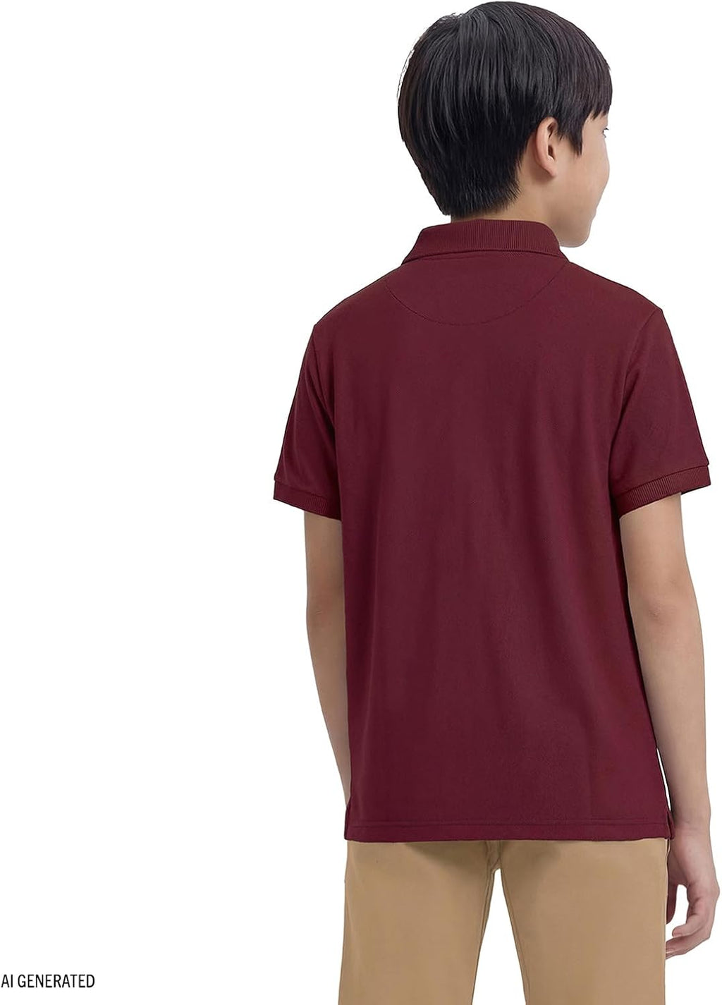 Boys' School Uniform Short Sleeve Polo Shirt, Button Closure, Comfortable & Soft Pique Fabric