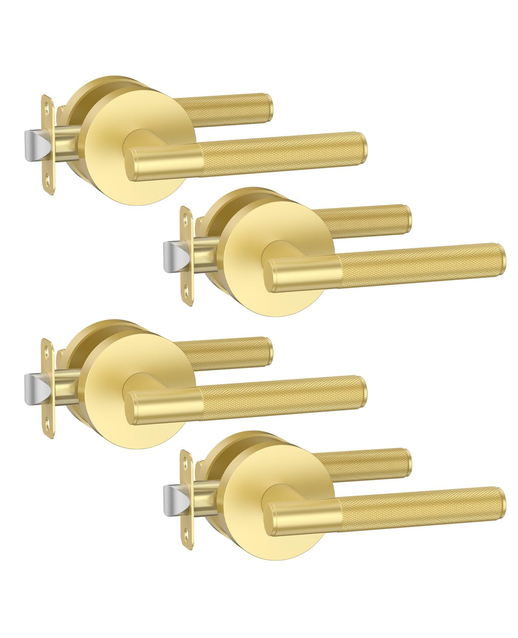 4 Pack Brushed Gold Passage Interior Door Handles