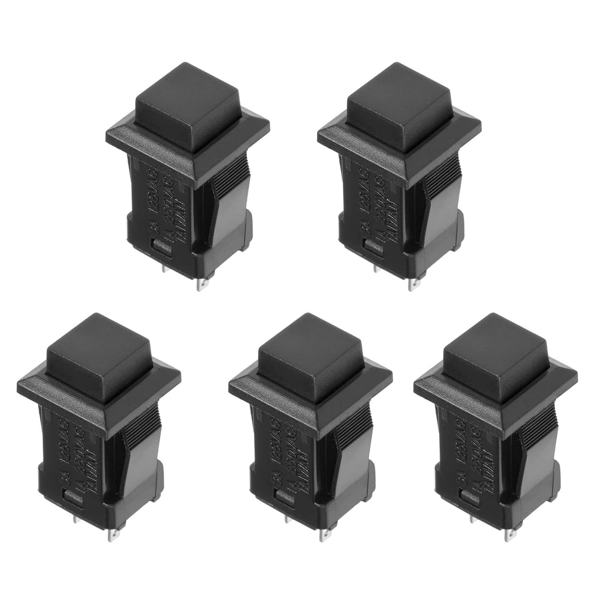 Push Button Switch 1NO Latching Square Button, [for Light Relay] - 12mm / Black / 5 Pcs